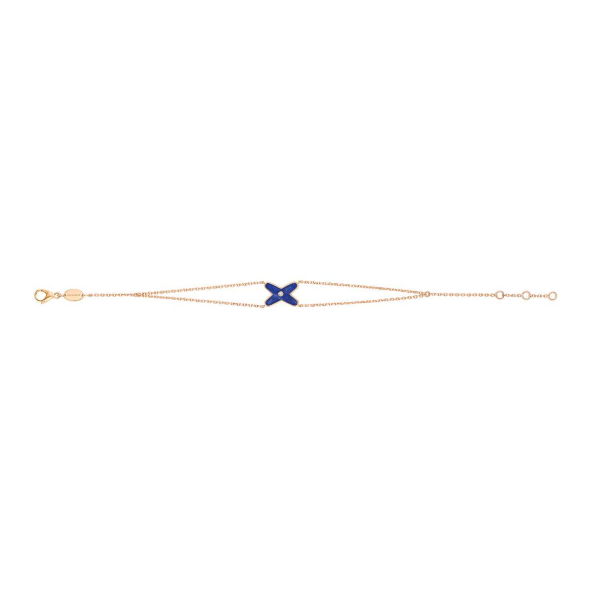 [baslovejewels]JEUX BRACELET BLUE AGATE PINK GOLD 1 DIAMOND