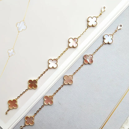 [baslovejewels]CLOVER 5 PINK MOP BRACELET