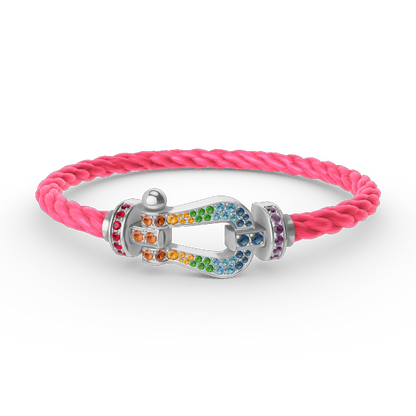 [baslovejewels]FORC LARGE HORSESHOE  COLORED DIAMOND BRACELET SILVER