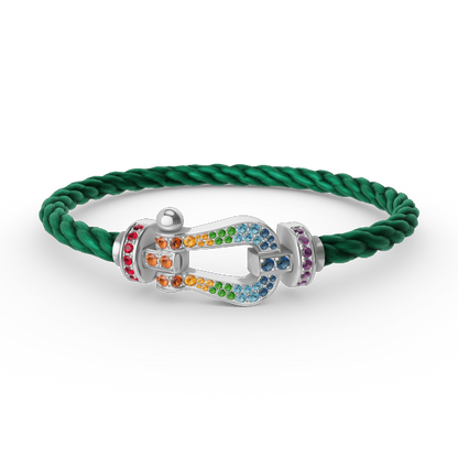 [baslovejewels]FORC LARGE HORSESHOE  COLORED DIAMOND BRACELET SILVER
