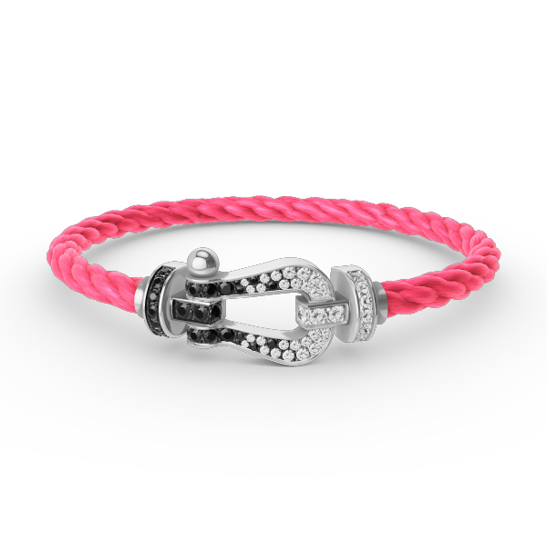 [baslovejewels]FORCE LARGE HORSESHOE BLACK WHITE DIAMOND BRACELET SILVER