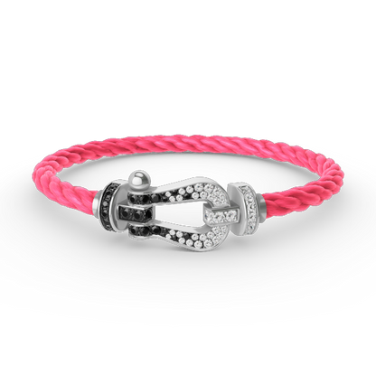 [baslovejewels]FORCE LARGE HORSESHOE BLACK WHITE DIAMOND BRACELET SILVER