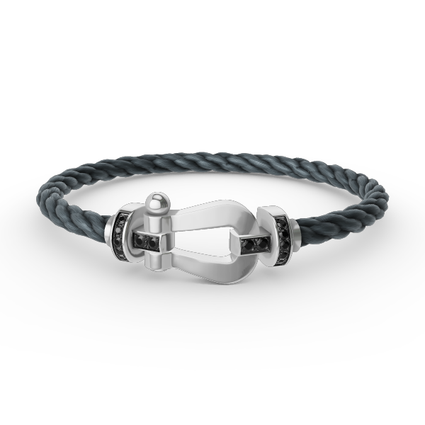 [baslovejewels]FORCE LARGE HORSESHOE BLACK DIAMOND BRACELET SILVER