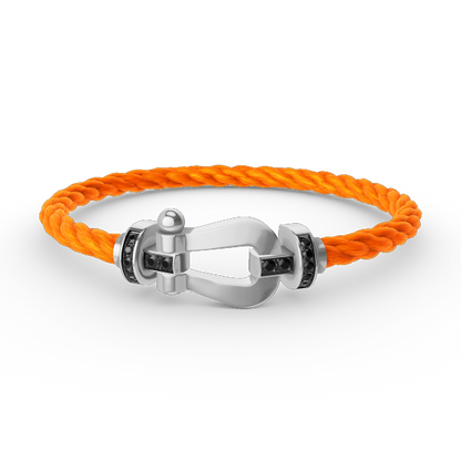 [baslovejewels]FORCE LARGE HORSESHOE BLACK DIAMOND BRACELET SILVER