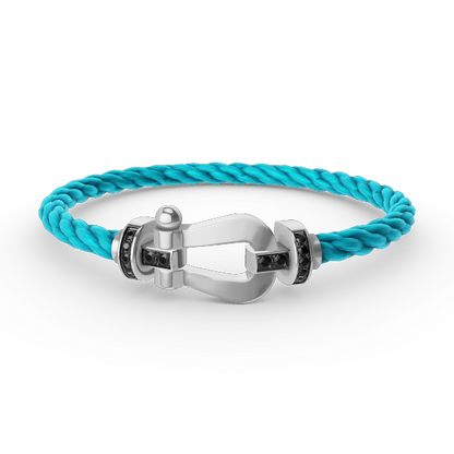 [baslovejewels]FORCE LARGE HORSESHOE BLACK DIAMOND BRACELET SILVER