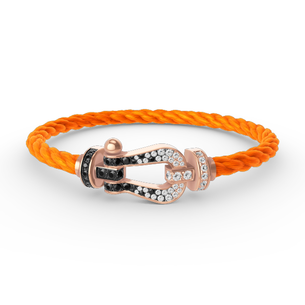 [baslovejewels]FORCE LARGE HORSESHOE BLACK WHITE DIAMOND BRACELET ROSE GOLD