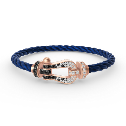 [baslovejewels]FORCE LARGE HORSESHOE BLACK WHITE DIAMOND BRACELET ROSE GOLD
