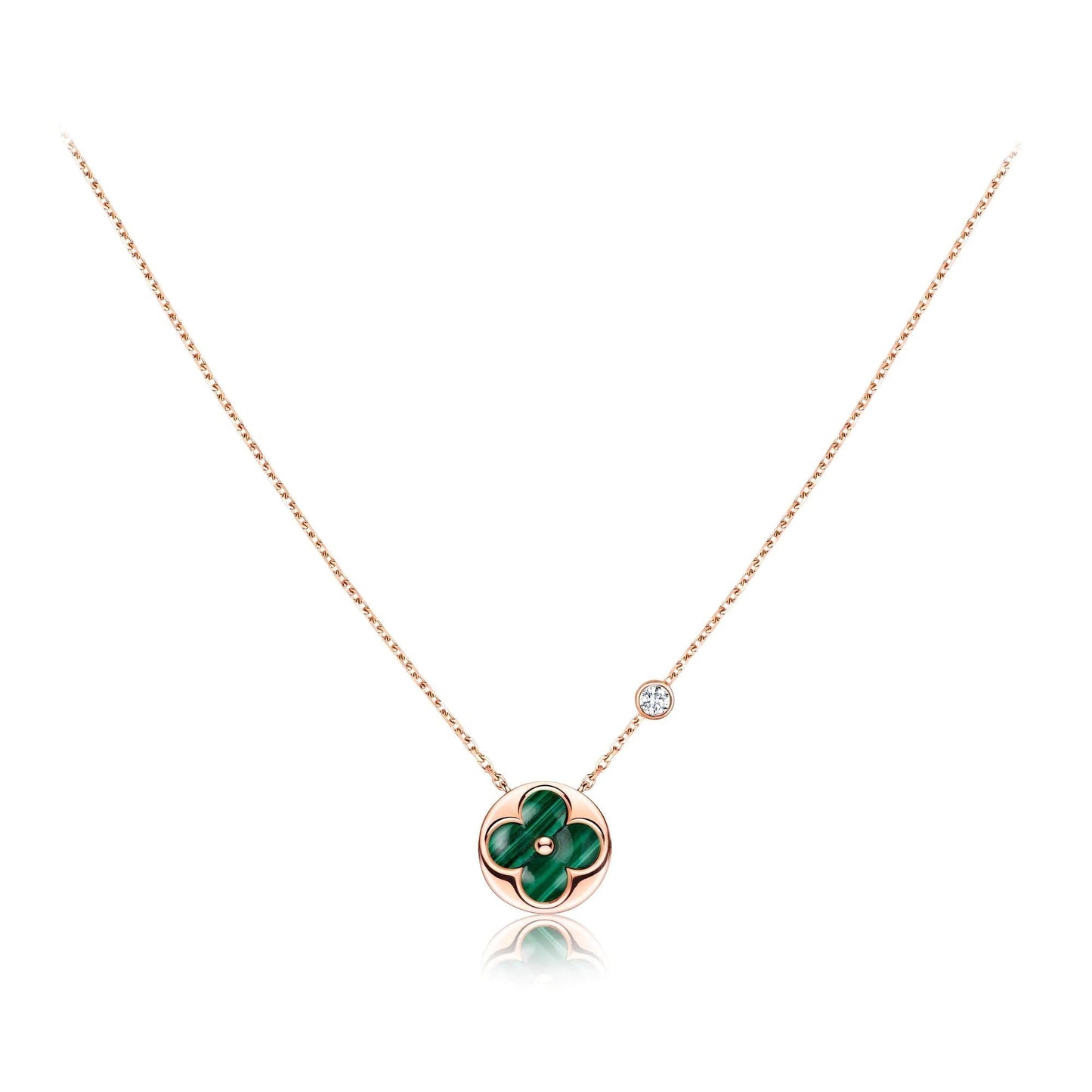 [baslovejewels]SUN PEDANT PINK GOLD 1 DIAMOND NECKLACE