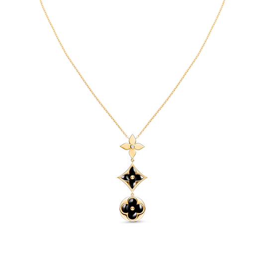 [baslovejewels]STAR AND SUN ONYX PINK GOLD NECKLACE