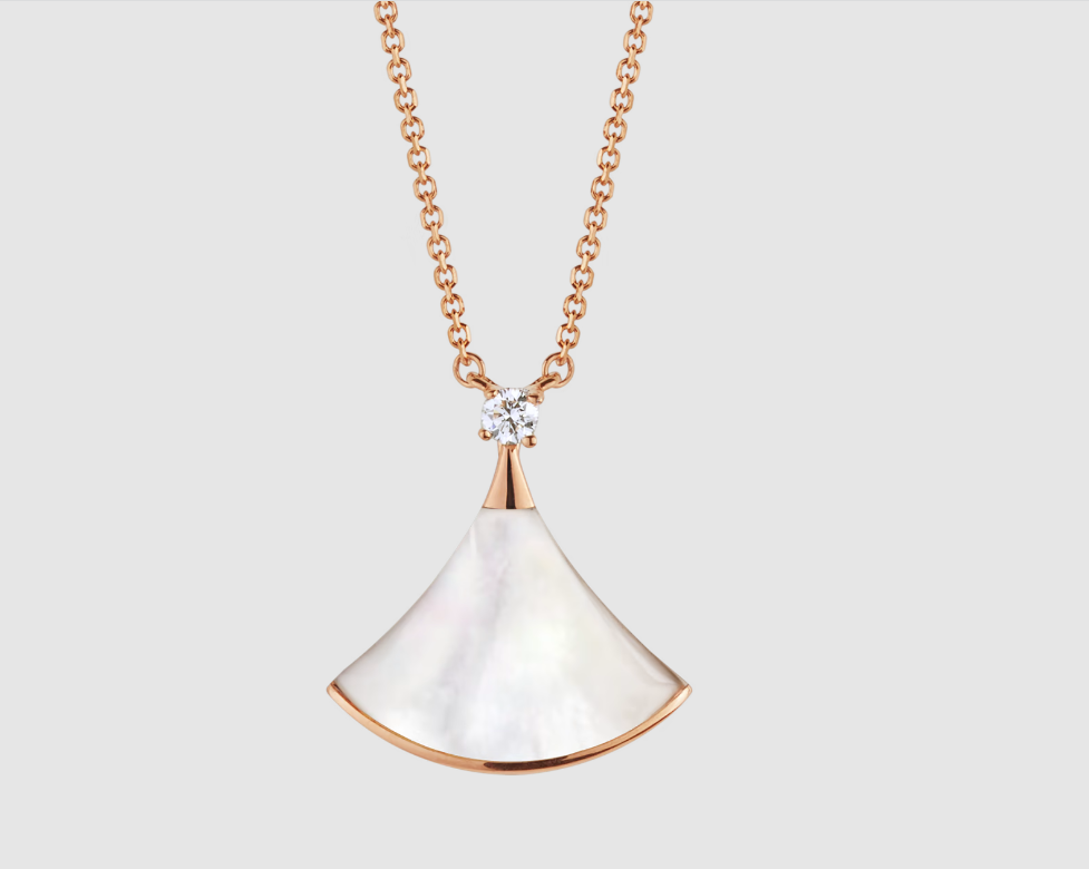 [baslovejewels]DREAM NECKLACE WHITE MOP PINK GOLD 1 DIAMOND