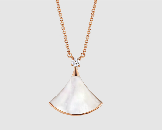 [baslovejewels]DREAM NECKLACE WHITE MOP PINK GOLD 1 DIAMOND