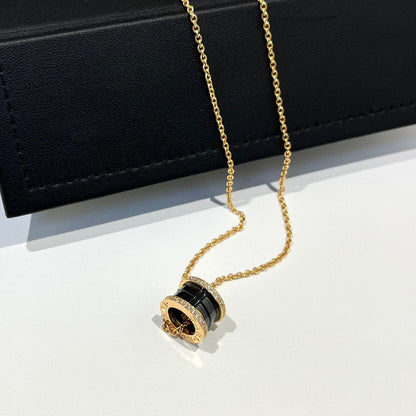 [baslovejewels]ZERO 1 BLACK CERAMIC DIAMOND PINK GOLD NECKLACE