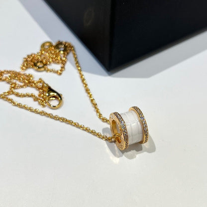 [baslovejewels]ZERO 1 WHITE CERAMIC DIAMOND PINK GOLD NECKLACE